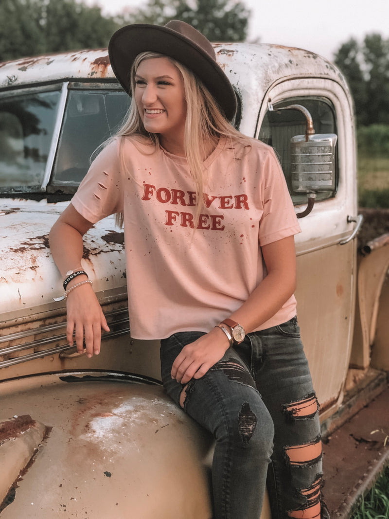 Forever Free Distressed Cropped Tee